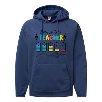 Battery Life Of A Teacher Back To School Teacher Life Gift Performance Fleece Hoodie