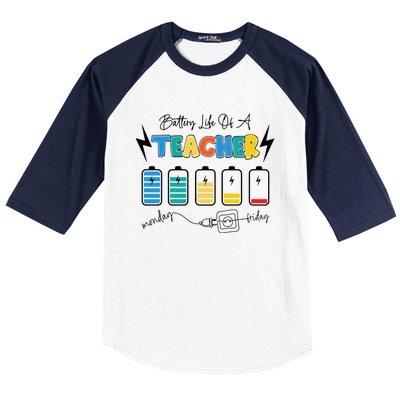 Battery Life Of A Teacher Back To School Teacher Life Gift Baseball Sleeve Shirt