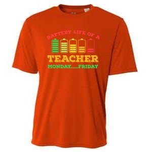 Battery Life Of A Teacher Battery Teacher Battery Life Cool Gift Cooling Performance Crew T-Shirt