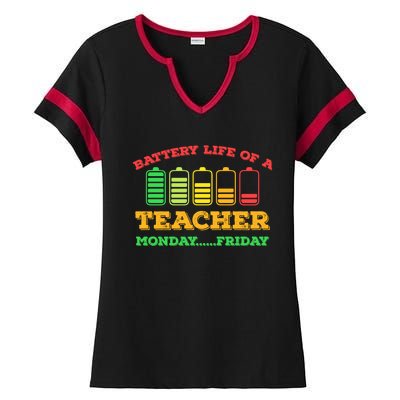 Battery Life Of A Teacher Battery Teacher Battery Life Cool Gift Ladies Halftime Notch Neck Tee