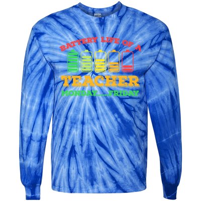 Battery Life Of A Teacher Battery Teacher Battery Life Cool Gift Tie-Dye Long Sleeve Shirt