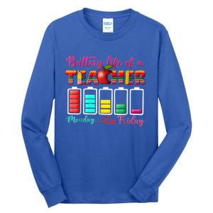 Battery Life Of A Teacher Best Teacher Serape Teacher Great Gift Tall Long Sleeve T-Shirt