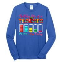 Battery Life Of A Teacher Best Teacher Serape Teacher Great Gift Tall Long Sleeve T-Shirt