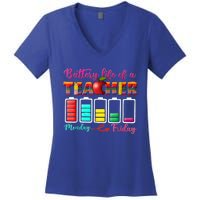 Battery Life Of A Teacher Best Teacher Serape Teacher Great Gift Women's V-Neck T-Shirt