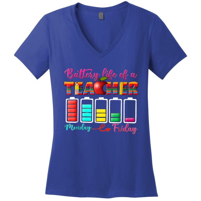 Battery Life Of A Teacher Best Teacher Serape Teacher Great Gift Women's V-Neck T-Shirt