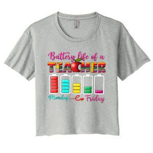 Battery Life Of A Teacher Best Teacher Serape Teacher Great Gift Women's Crop Top Tee