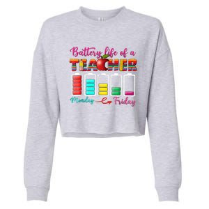 Battery Life Of A Teacher Best Teacher Serape Teacher Great Gift Cropped Pullover Crew