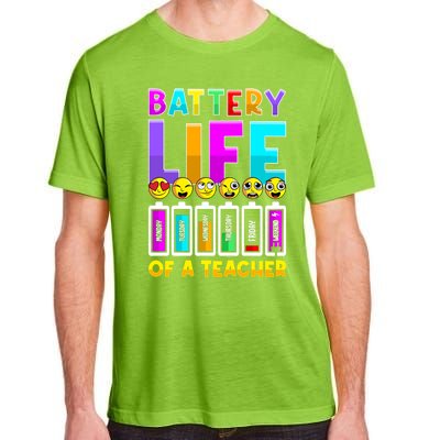 Battery Life Of A Teacher Days Of The Week Funny Emoticon Gift Adult ChromaSoft Performance T-Shirt