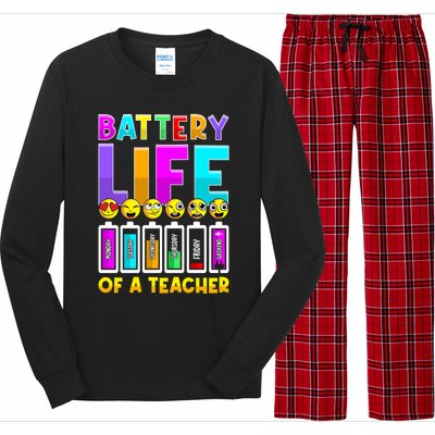 Battery Life Of A Teacher Days Of The Week Funny Emoticon Gift Long Sleeve Pajama Set