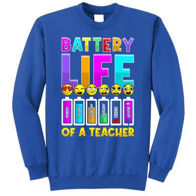 Battery Life Of A Teacher Days Of The Week Funny Emoticon Gift Sweatshirt