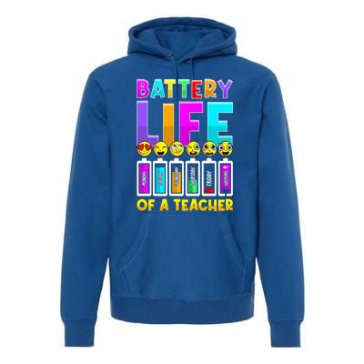 Battery Life Of A Teacher Days Of The Week Funny Emoticon Gift Premium Hoodie