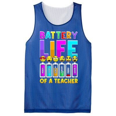 Battery Life Of A Teacher Days Of The Week Funny Emoticon Gift Mesh Reversible Basketball Jersey Tank