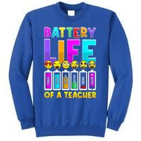 Battery Life Of A Teacher Days Of The Week Funny Emoticon Gift Tall Sweatshirt