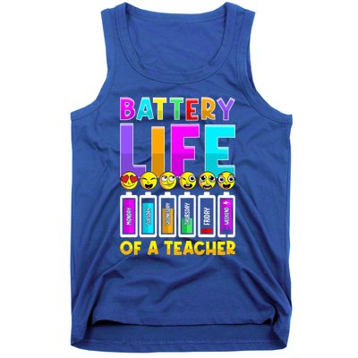 Battery Life Of A Teacher Days Of The Week Funny Emoticon Gift Tank Top