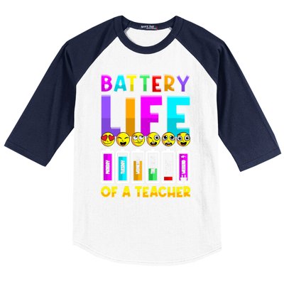 Battery Life Of A Teacher Days Of The Week Funny Emoticon Gift Baseball Sleeve Shirt