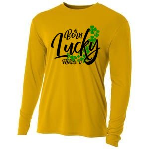 Born Lucky On Saint Patrick's Day Gift March 17th Birthday Meaningful Gift Cooling Performance Long Sleeve Crew