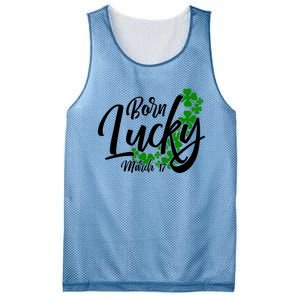 Born Lucky On Saint Patrick's Day Gift March 17th Birthday Meaningful Gift Mesh Reversible Basketball Jersey Tank