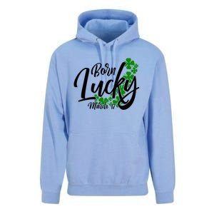 Born Lucky On Saint Patrick's Day Gift March 17th Birthday Meaningful Gift Unisex Surf Hoodie