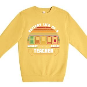 Battery Life Of A Teacher Funny And Cute Gift Premium Crewneck Sweatshirt