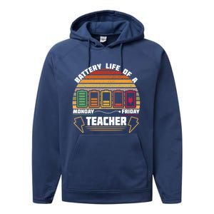 Battery Life Of A Teacher Funny And Cute Gift Performance Fleece Hoodie