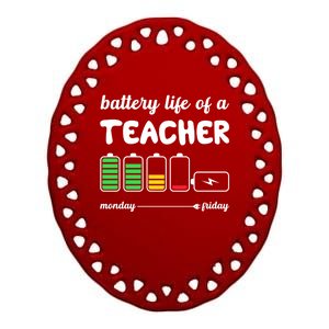 Battery Life Of A Teacher Funny Gift Ceramic Oval Ornament