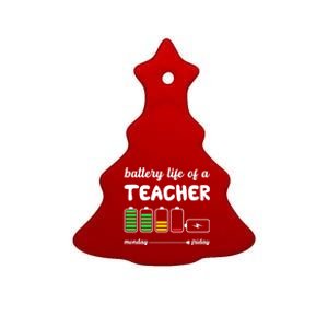 Battery Life Of A Teacher Funny Gift Ceramic Tree Ornament