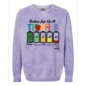 Battery Life Of A Teacher Funny School Classroom Gift Colorblast Crewneck Sweatshirt