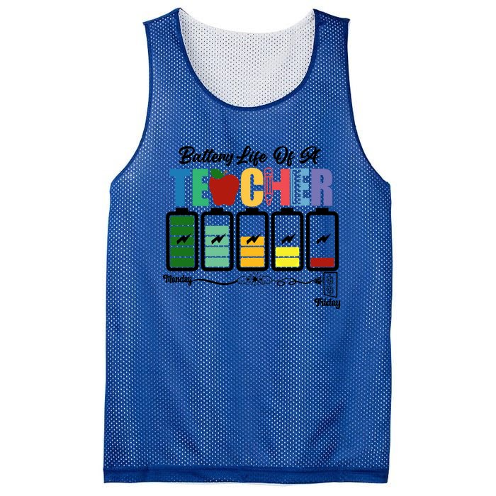 Battery Life Of A Teacher Funny School Classroom Gift Mesh Reversible Basketball Jersey Tank