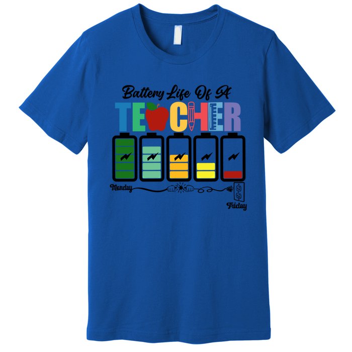 Battery Life Of A Teacher Funny School Classroom Gift Premium T-Shirt