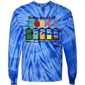 Battery Life Of A Teacher Funny School Classroom Gift Tie-Dye Long Sleeve Shirt