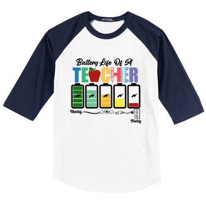 Battery Life Of A Teacher Funny School Classroom Gift Baseball Sleeve Shirt