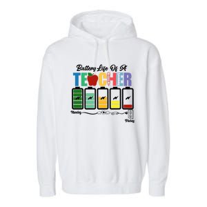 Battery Life Of A Teacher Funny School Classroom Gift Garment-Dyed Fleece Hoodie