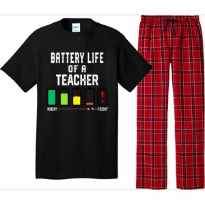 Battery Life Of A Teacher Funny Teaching Days Monday Friday Gift Pajama Set