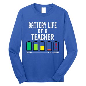 Battery Life Of A Teacher Funny Teaching Days Monday Friday Gift Long Sleeve Shirt