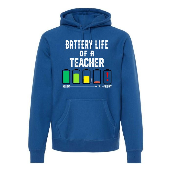 Battery Life Of A Teacher Funny Teaching Days Monday Friday Gift Premium Hoodie