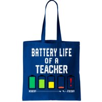 Battery Life Of A Teacher Funny Teaching Days Monday Friday Gift Tote Bag