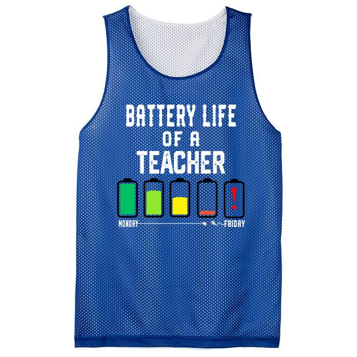 Battery Life Of A Teacher Funny Teaching Days Monday Friday Gift Mesh Reversible Basketball Jersey Tank