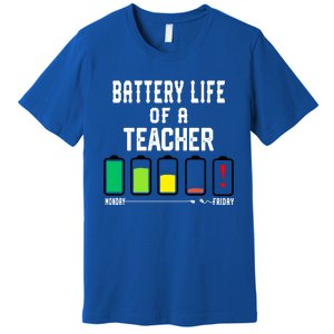 Battery Life Of A Teacher Funny Teaching Days Monday Friday Gift Premium T-Shirt