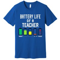 Battery Life Of A Teacher Funny Teaching Days Monday Friday Gift Premium T-Shirt