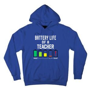 Battery Life Of A Teacher Funny Teaching Days Monday Friday Gift Tall Hoodie