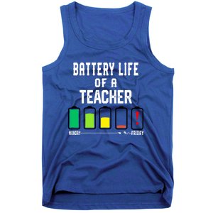 Battery Life Of A Teacher Funny Teaching Days Monday Friday Gift Tank Top