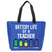 Battery Life Of A Teacher Funny Teaching Days Monday Friday Gift Zip Tote Bag