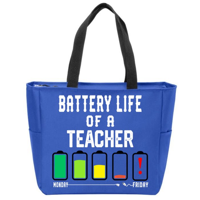 Battery Life Of A Teacher Funny Teaching Days Monday Friday Gift Zip Tote Bag