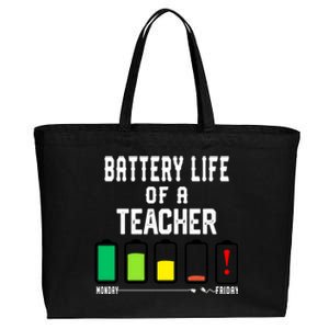 Battery Life Of A Teacher Funny Teaching Days Monday Friday Gift Cotton Canvas Jumbo Tote