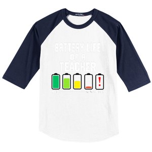 Battery Life Of A Teacher Funny Teaching Days Monday Friday Gift Baseball Sleeve Shirt