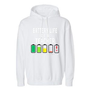 Battery Life Of A Teacher Funny Teaching Days Monday Friday Gift Garment-Dyed Fleece Hoodie