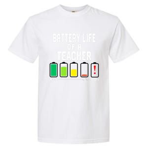 Battery Life Of A Teacher Funny Teaching Days Monday Friday Gift Garment-Dyed Heavyweight T-Shirt