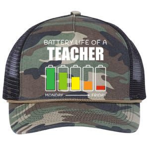 Battery Life Of A Teacher Introvert Teaching Antisocial Gift Retro Rope Trucker Hat Cap