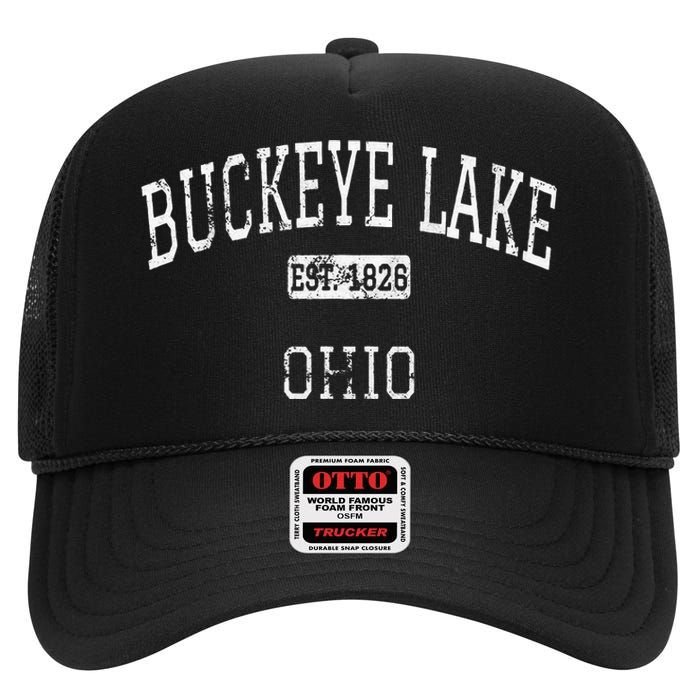 Buckeye Lake Ohio OH Vintage High Crown Mesh Back Trucker Hat