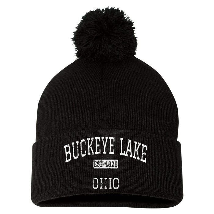 Buckeye Lake Ohio OH Vintage Pom Pom 12in Knit Beanie